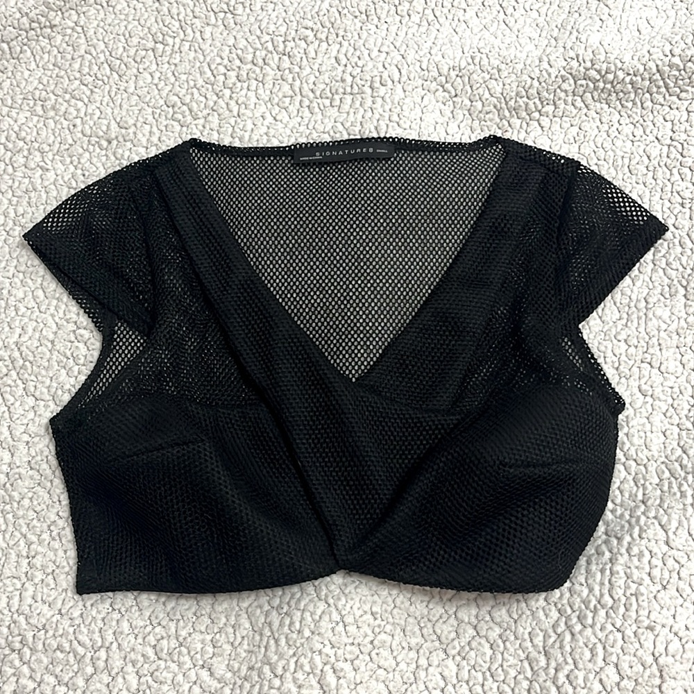Black mesh crop top S